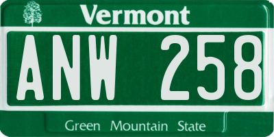 VT license plate ANW258