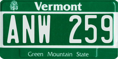 VT license plate ANW259