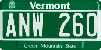 VT license plate ANW260