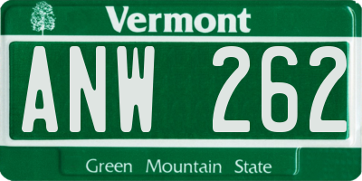 VT license plate ANW262