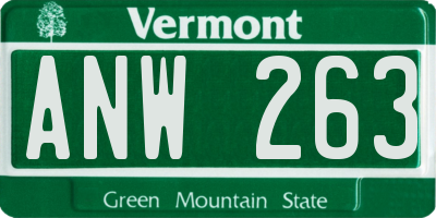 VT license plate ANW263