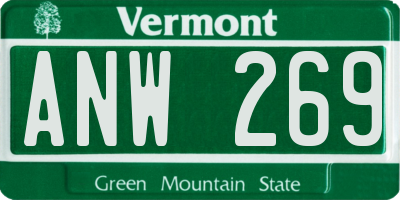 VT license plate ANW269