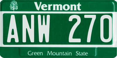 VT license plate ANW270