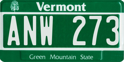 VT license plate ANW273