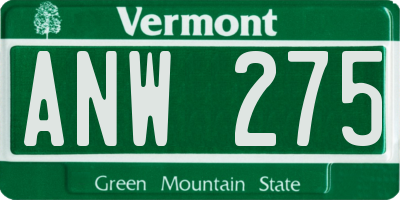 VT license plate ANW275