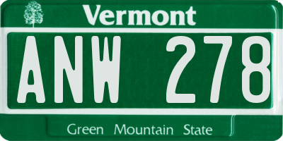 VT license plate ANW278