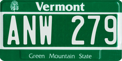 VT license plate ANW279