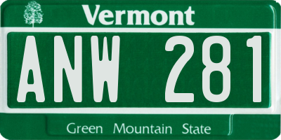 VT license plate ANW281