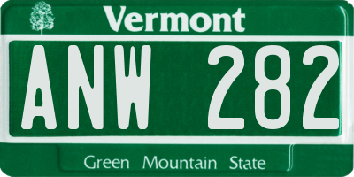 VT license plate ANW282