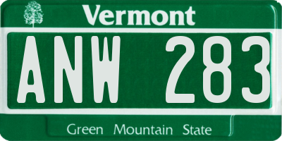 VT license plate ANW283