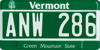 VT license plate ANW286
