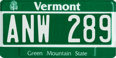 VT license plate ANW289