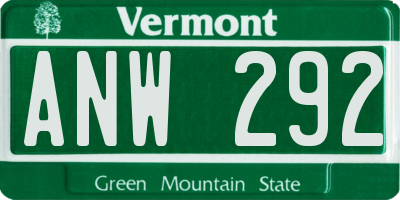 VT license plate ANW292
