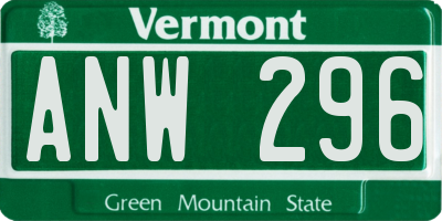 VT license plate ANW296