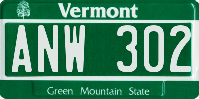 VT license plate ANW302