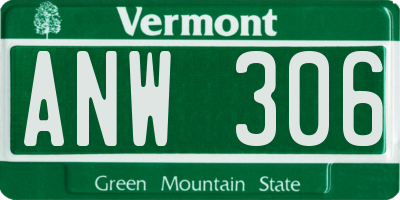 VT license plate ANW306