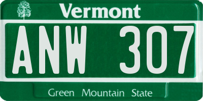 VT license plate ANW307