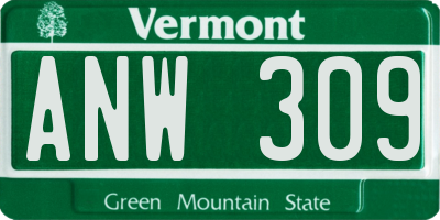 VT license plate ANW309