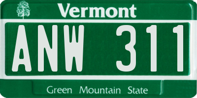 VT license plate ANW311