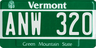 VT license plate ANW320