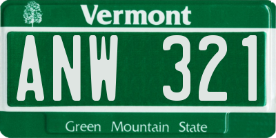 VT license plate ANW321