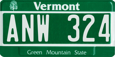 VT license plate ANW324