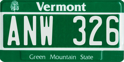 VT license plate ANW326