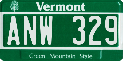 VT license plate ANW329