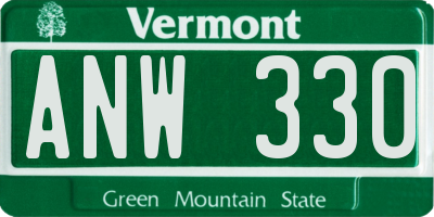 VT license plate ANW330
