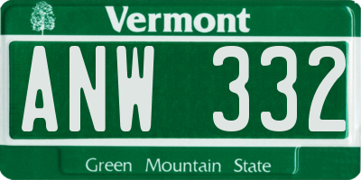 VT license plate ANW332