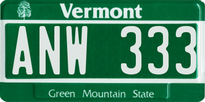 VT license plate ANW333