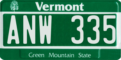 VT license plate ANW335