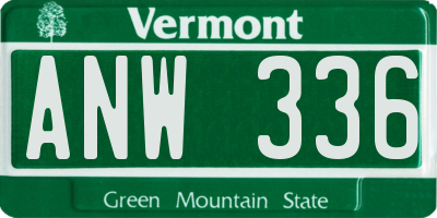 VT license plate ANW336