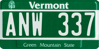 VT license plate ANW337
