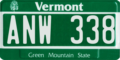 VT license plate ANW338