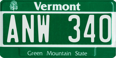 VT license plate ANW340