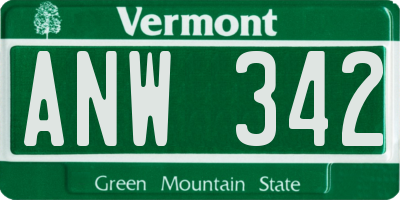 VT license plate ANW342