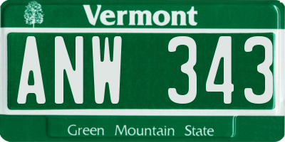 VT license plate ANW343