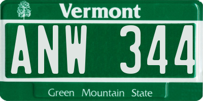 VT license plate ANW344