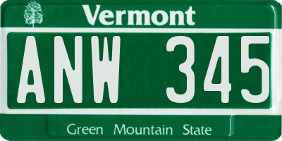VT license plate ANW345