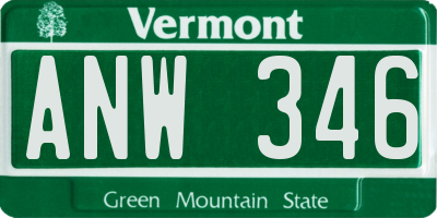 VT license plate ANW346