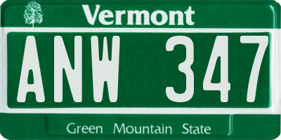VT license plate ANW347