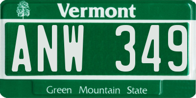 VT license plate ANW349