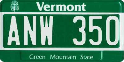 VT license plate ANW350