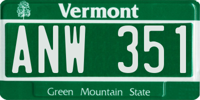 VT license plate ANW351