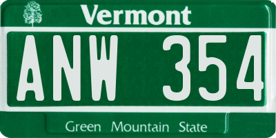 VT license plate ANW354