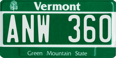 VT license plate ANW360