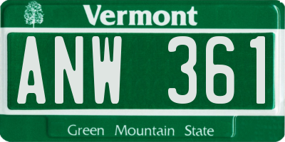 VT license plate ANW361