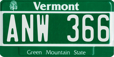 VT license plate ANW366