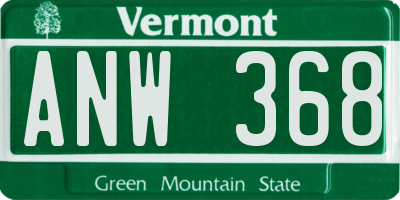 VT license plate ANW368